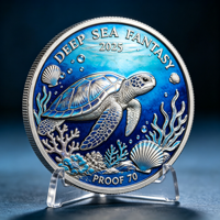 Pièce de monnaie commémorative en métal moulé sur mesure, thème océan, médaille souvenir ronde, pièce de défi en relief 3D, cadeau pour la vente en gros OEM
