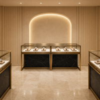 Vitrine à bijoux portable avec éclairage LED, luxe moderne, bois massif, finition foncée