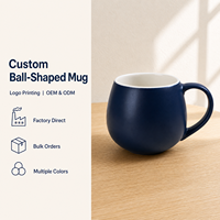 Mug en porcelaine Bulbous 430ml, finition mate bleu marine et blanc, 8 couleurs, logo personnalisable, gravure, grande capacité, design sublime, cadeau d'affaires
