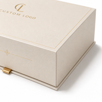 Boîtes cadeaux de luxe personnalisées avec couvercle en carton rigide à fermeture magnétique, logo personnalisé, estampage à chaud doré, couverture en tissu personnalisée avec ruban