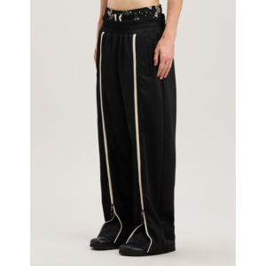 Bordino anteriore bianco <span class=keywords><strong>con</strong></span> spacchi e Zip nella parte inferiore Vintage fit <span class=keywords><strong>con</strong></span> Zip <span class=keywords><strong>con</strong></span> dettagli elasticizzati a vita media <span class=keywords><strong>pantaloni</strong></span> sportivi neri da uomo - Product Image 2