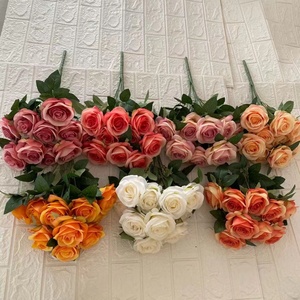 Ramo de rosas de seda Artificial, <span class=keywords><strong>accesorios</strong></span> nupciales para boda, Borgoña - Product Image 5