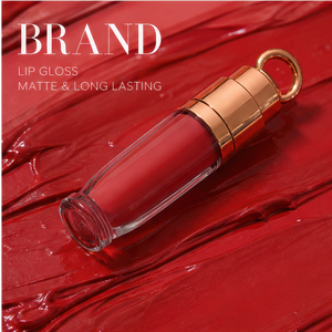 Gloss à lèvres hydratant naturel waterproof 10ml, flacon à base de vase avec anneau suspendu or rose pour un look naturel, marque privée - Product Image 3