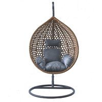 Chaise œuf de jardin moderne mobilier d'extérieur chaise-hamac suspendue à siège unique balançoires de patio en rotin et osier pour l'intérieur avec support