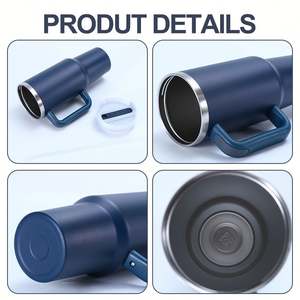 Gobelet isotherme sans BPA de 40 oz, conforme à la norme Prop 65, facile à nettoyer, avec poignée et paille, pour les amateurs de café - Product Image 3