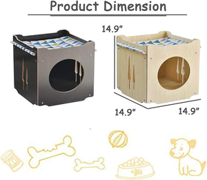 Nid pour chat en bois multifonctionnel, maison pour chat, tabouret, cachette respirante pour chat avec hamac doux, personnalisable - Product Image 4