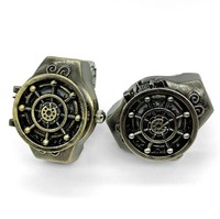 Mini montre de doigt vintage en argent antique et bronze, style gothique, cosplay, Halloween, bijoux hip-hop steampunk, vente en gros
