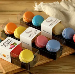 Wholesale Macaron Box Creative Transparent Clear PVC Plastic Macaroon Box Food Cake Packaging Take Away Boxes