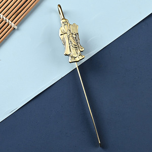 Marque-page et ouvre-lettre en bronze antique Confucius Lao Tzu, cadeau de sagesse du philosophe chinois ancien, décoration de bureau zen orientale - Product Image 2