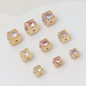 Perles entretoises cubiques en laiton plaqué or 18 carats avec zircon, 5mm, 6mm, 8mm, 10mm, pour la fabrication de bijoux, bracelets et colliers DIY - Product Image 4