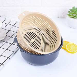 Double Layer <b>Plastic</b> Drain <b>Basket</b> Little Purple Vegetable Washing Basin Kitchen Fruit Strainer - Product Image 3