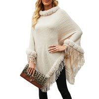 2021 Hot Sale Autumn Winter Fashion Turtleneck Soild Color Cloak Knitwear Pullover Coats Women's Sweater
