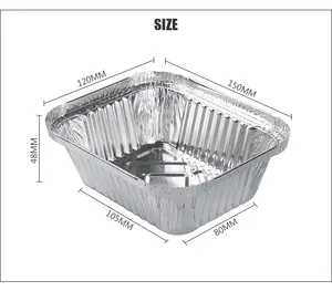 工厂制造商一次性外卖矩形铝箔盒食品级锡纸托盘带盖