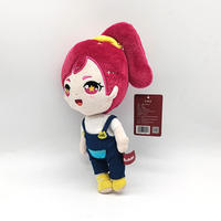 Usine de jouets en peluche personnalisés OEM/ODM, adorable poupée en peluche brodée de dessin animé rouge avec vêtements et chaussures