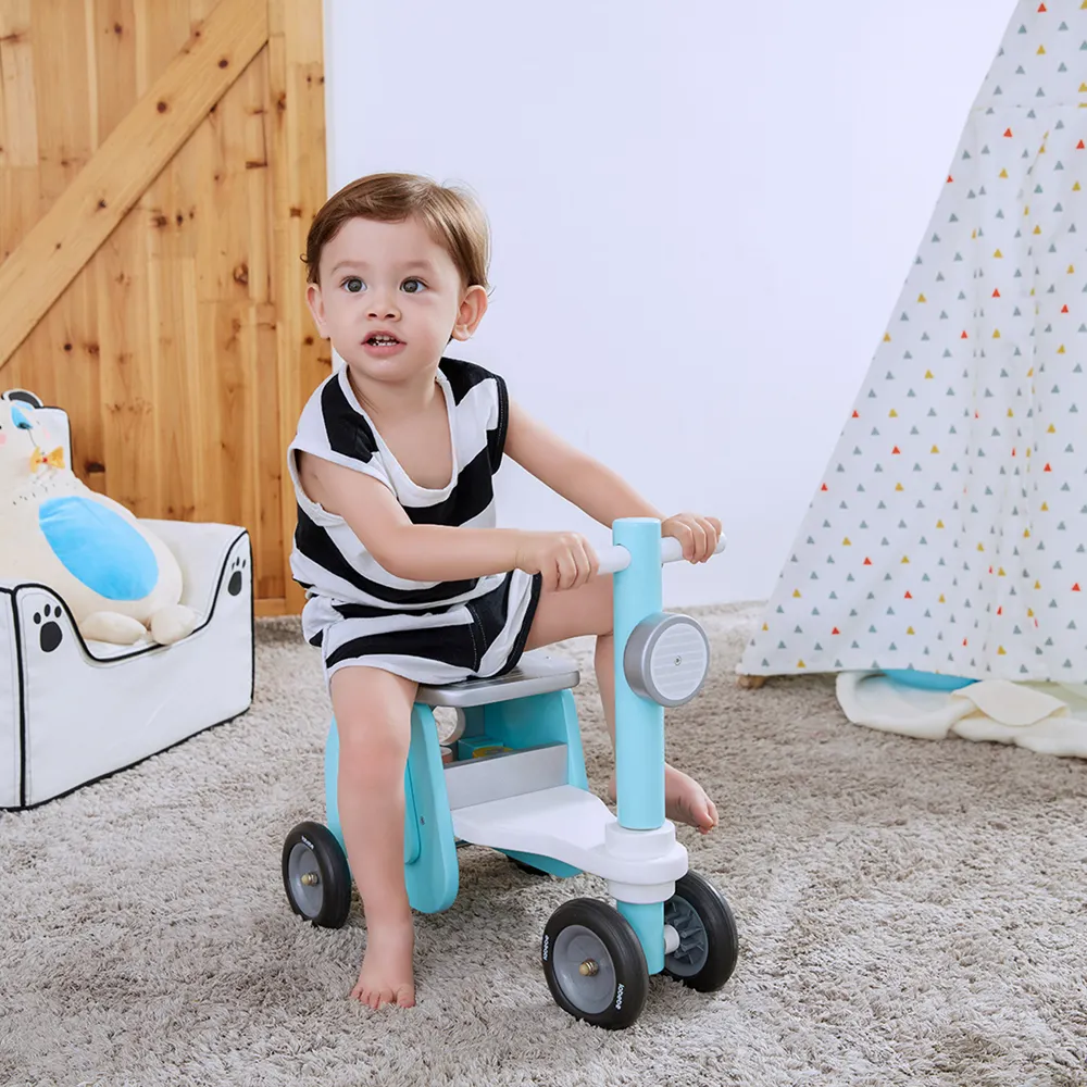 Baby Balance Fietsen Driewielers Voorschoolse Speelgoed Rijden Op Speelgoed 4 In 1 Blauwe Auto Geen Pedaal 4 Wielen Baby Houten Rit Op Rollator
