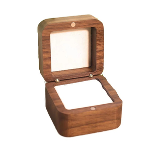 Wholesale Wood Wedding <b>Ring</b> <b>Bearer</b> <b>Box</b> Simple Square 1 2 Slots Jewelry Organizer Storage Couple - Product Image 3