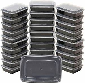 Contenedores de Plástico Desechables Rectangulares Negros de 24 oz, 28 oz y 32 oz, Aptos para Microondas, para Preparación de Comidas - Product Image 1