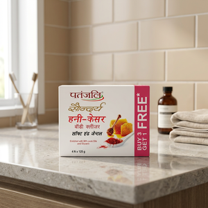 Paquete Económico de Jabón de Lujo Ayurvédico Patanjali con Miel y Azafrán – 4 x 125 g - Product Image 1