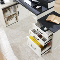 Bureau de bureau à domicile en forme de L, bureau d'ordinateur de ferme moderne avec classeur lettre T4 F4 légal, bureau d'étude