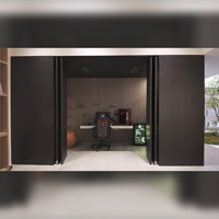 Système de rangement moderne en bois et aluminium pour salle de jeux, avec panneau perforé LED, personnalisable OEM, pour chambre d'e-sport, projet de villa au Maroc