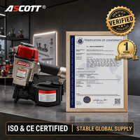 Cloueur pneumatique industriel ASCOTT CN57, 15 degrés, 25-57 mm, outil de charpente et de palettisation pour le travail du bois, alimenté par air comprimé, pour la construction, certifié CE