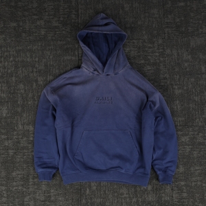 Sweat-shirt à capuche ample et court pour homme, en coton épais imprimé, de haute qualité, délavé et vieilli - Product Image 6