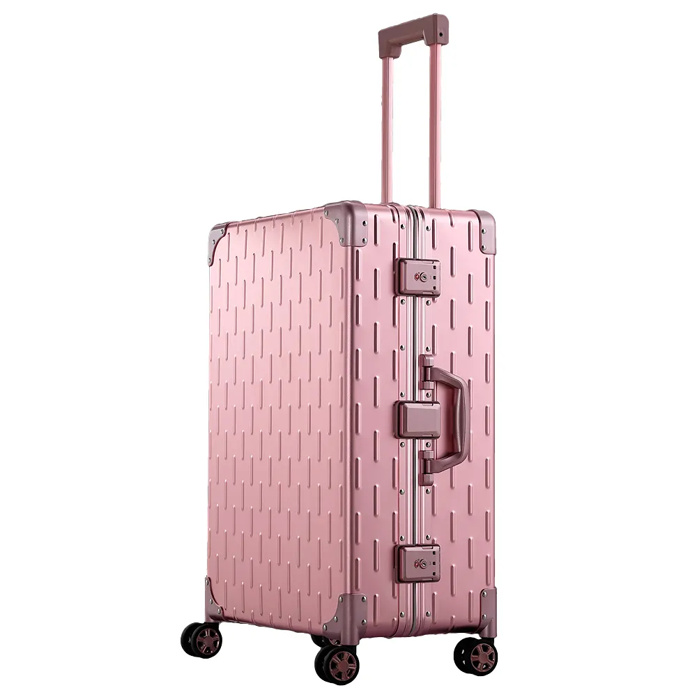 Hot Koop 4 Wiel Spinner Trolley Grote Vintage Bagage Koffer Hard Travel Case Roze Hardside Spinner Handvat Tsa Roze Bagage