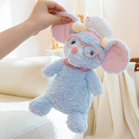 Boneka Tikus Koki Lucu Grosir, Boneka Tikus Berbulu Keriting dengan Kacamata, Pita, dan Celemek, Mainan Hewan Boneka Dekoratif