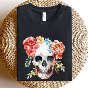 Hongcai crâne et fleurs motif mort peinture <span class=keywords><strong>papier</strong></span> de transfert de vêtement à repasser et film autocollant Palstisol pour l'impression - Product Image 5