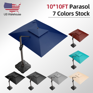 <span class=keywords><strong>Parasol</strong></span> carré 3x3m à double auvent avec lumière LED et base à réservoir d'eau - Stock USA - Product Image 2