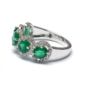 Classic <b>Dainty</b> Excellent Royal 18k White Gold 100% Natural Diamond Colour Stone Green Emerald Jewellery Thin Band <b>Ring</b> for Lady - Product Image 2