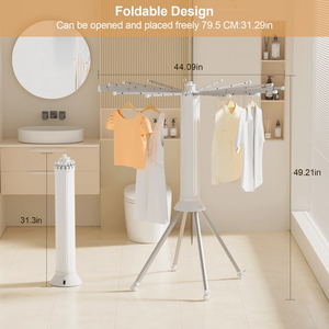 4-Legged Clothes Drying Rack Foldable Outdoor Collapsible Drying Rack Clothing Portable <strong>Laundry</strong> Drying Rack with 4 <strong>Pulleys</strong> - Product Image 2