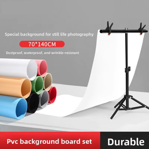 Soporte de <span class=keywords><strong>Fondo</strong></span> en Forma de T de PVC Pequeño de 75*70cm, Soporte de <span class=keywords><strong>Fondo</strong></span> de Aleación de Aluminio y PVC para Transmisión en Vivo de 70*140cm - Product Image 5