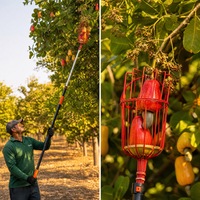 Perche télescopique en fibre de carbone 2-en-1 : Scie d'élagage et cueilleur de fruits extensible pour branches à grande portée