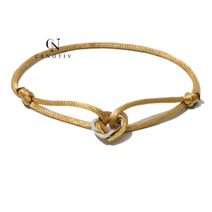 Braccialetti con ciondolo a cuore in acciaio oro, argento, oro rosa, con cordino intrecciato rosso e nero, gioielli fatti a mano, all'ingrosso - Product Image 5