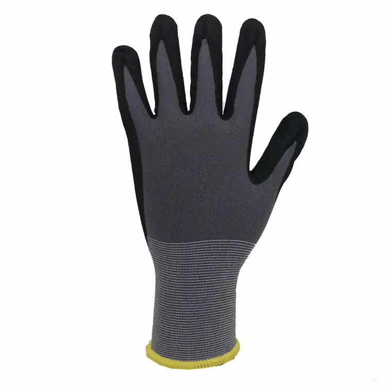 Wholesale custom logo free sample EN388 15/18 gauge nylon polyester seamless shell latex rubber coated safety work gloves