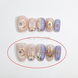 Gran Promoción: <span class=keywords><strong>Uñas</strong></span> Postizas Hechas a Mano, Cortas, Cuadradas, Simples, <span class=keywords><strong>con</strong></span> Diseño de Ojos de Gato, Perlas y <span class=keywords><strong>Flores</strong></span>, Desmontables, Cobertura Total - Product Image 3