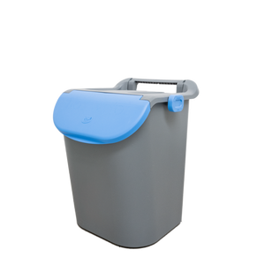 Contenedor de Reciclaje Tipo Torre de 30 Litros, Azul, con Tapa Enrollable y Perilla de Bloqueo, de Plástico PP, para Uso en Interiores/Exteriores - Product Image 1