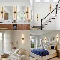 Applique murale à piles avec télécommande, intensité réglable, noir et or, pour chambre à coucher, lampe murale d'intérieur pour tableau