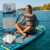 Coussin de dossier en tissu imperméable avec compartiment de rangement, boucle métallique, sangles réglables pour siège de SUP, canoë, planche à pagaie, kayak