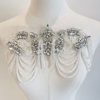 Applique 3D en strass en forme de fleur, perles brillantes, paillettes en cristal, patchs en maille, 100% polyester, pour robe de mariée, coiffe de mariée