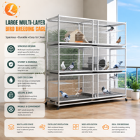 Cage d'élevage moderne multicouche en métal pour pigeons de course, enclos carré spacieux en fil métallique, support roulant, conception sécurisée anti-évasion pour oiseaux