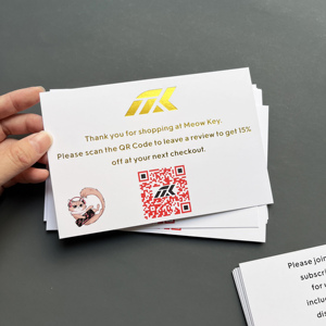 Tarjetas de Agradecimiento con Logotipo en Dorado, Impresión a Todo Color, Código QR, Vales de Descuento, Recordatorio de Reseñas, Personalizables al por Mayor - Product Image 3