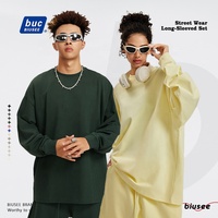 Groothandel Op Maat Gemaakt Oem Hoge Kwaliteit Zwaargewicht Oversized 100% Katoenen Shirt Met Lange Mouwen En Korte Broek Sets