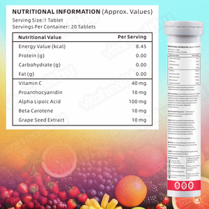 Tabletas Efervescentes <span class=keywords><strong>de</strong></span> <span class=keywords><strong>Vitamina</strong></span> C Natural OEM/ODM, Sabor a Frutas Variadas, Suplemento Vitamínico, Promueve la Inmunidad, <span class=keywords><strong>Vitamina</strong></span> C - Product Image 2