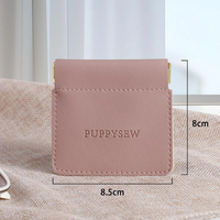 Pochette à bijoux en cuir de luxe, fermeture à pression portable, cuir PU souple, mini sac carré pour boucles d'oreilles, écouteurs, rouge à lèvres