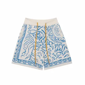 Short en tricot personnalisé pour le printemps et l'été pantalon tricoté en coton jacquard vêtements de jogging tricotés pantalons courts pour hommes