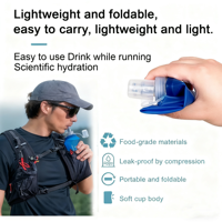 Bouteille d'Eau Pliable sans BPA OEM/ODM 150ML 250ML 500ML, Gourde Souple Réutilisable pour Cyclisme, Marathon et Course à Pied