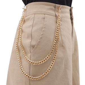 Multi Layered Metal <b>Waist</b> <b>Chain</b> Zinc Alloy Double Ring Hip Hop Denim Accessory Daily Wear - Product Image 3