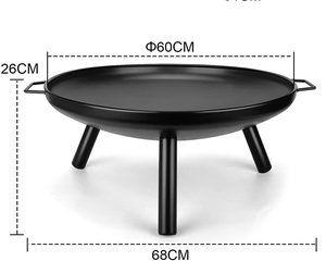 Brasero d'extérieur rond de 24 pouces, en métal, à bois, sur trépied, peinture résistante à la chaleur, portable, facile à assembler pour le jardin - Product Image 3